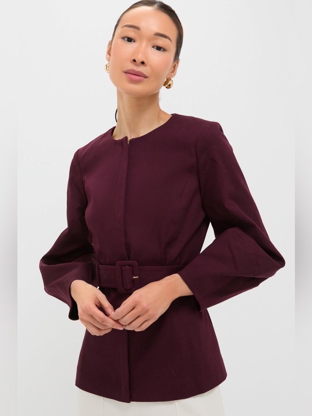 NWT Tuckernuck Oxblood Long Sleeve Structured Rhoda Tunic Top 2 Purple/Red